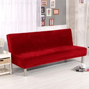 Thick Plush Futon Cover Stretch Armless Sofa Bed Slipcover Soft Couch Sofa Cover Futon Slipcover (Silver Gray)