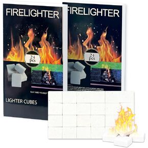 96 Pcs Fire Starter Squares All Weather Fire Starters Cubes for Camping, Fireplaces, Stoves, Grills and BBQ - 96 Counts