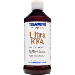 Rx Vitamins Ultra EFA Omega 3 Fish Oil for Dogs & Cats - Promotes Heart, Brain, and Joint Health with Vitamin E, Biotin, and Zinc - Liquid Fish Oil for Itch Relief & Dog Shedding - 16 oz