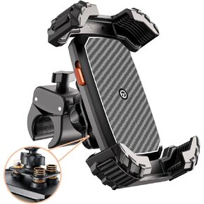 [with Vibration Dampener Motorcycle Phone Mount [100mph Wind Anti-Shake][6.9''Phone Friendly] E Bike Bicycle Phone Holder, Gifts for Men, Bike Ebike Motorcycle Accessories for 4.7-6.9'' Phone