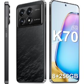 K70 5G Unlocked Phones 8GB+256GB 8-Core Android Phones 2024 Android 13 Cell Phones 6.7" HD Screen 24MP+50MP Camera 6200mAh Battery Standby 5G Dual SIM Smartphones (Purple)