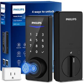 Philips Wi-Fi Smart Door Lock, Keyless Entry Door Lock with App Control,Fingerprint ID,Auto Lock,Keypad Deadbolt with Wi-Fi Bridge Adaptor,Smart Locks for Front Door-Satin Nickel