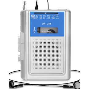 Walkman Cassette Player Recorder, Portable AM FM Vintage Tape Cassette Player with Big Speaker and Headphones, Built-in Microphone, Powered by DC or AA Battery for Walking