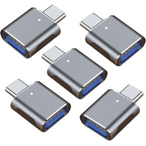 5 Pack Typec/USB c to USB Adapter,OTG Converter with 5/10 Gbps High Speed Data Transfer,USB to USBC Adapter Compatible with Apple iWatch iPhone 16/15,MacBook,Samsung etc.