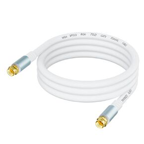 LDKCOK 30FT RG6 Coaxial Cable Super Speed Internet, Broadband and Digital TV Aerial, Satellite Cable Extension – Injection Molding and Compression Connectors-White