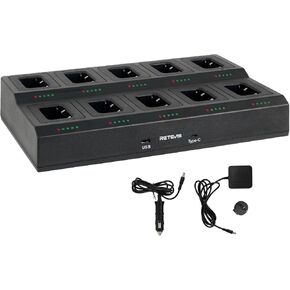 Retevis RT68 10-Way Charger, Multi Unit Rapid Charger, for Retevis RT68 RT68H NR10 Walkie Talkie and Battery, 5 LED Indicators, Individually Replaceable Base, AC/DC Adapter,Multiple Protection(1 Pack)