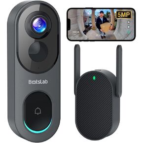 Video Doorbell Camera,No Monthly Fee,5MP Wireless Doorbell Camera,Head-to-Toe&180° View,Battery Powered,AI&PIR Detection,VR Mode,HDR,2-Way Talk,2.4&5GHz WiFi,Easy to Install