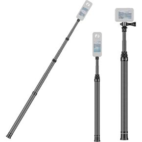 60"/1.5m Invisible Selfie Stick Carbon Fiber, 5ft Extended Long Pole Compatible with Insta360 X4 X3 ONE X2, ONE R, ONE X, ONE GO 3S 3 2 Action 360 Camera (14.2 to 60")