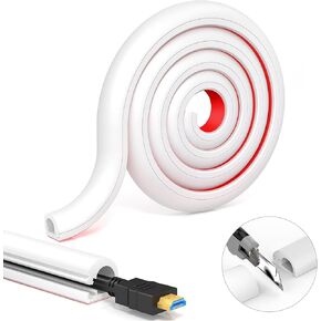 Wall Cord Cover 118 Inch - Self Adhesive Wire Hiders for TV on Wall, Flexible Cable Cover Raceway for Home and Office W0.59 H0.39in White