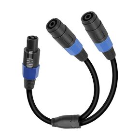 GELRHONR Speakon 1-in-2 Extension Cable, 1 Male to 2 Female Connector Audio Extension Cable with Torsion Lock for Mixer Boards, Terminals, Preamps, Speakers, etc
