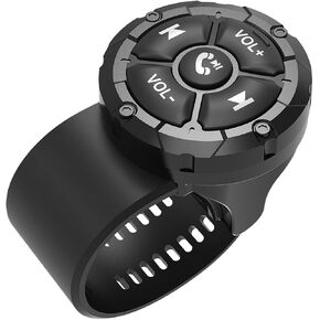 Bluetooth Media Button Remote,Adjustable Direction Waterproof Wireless Music Controller for Car Bike Motorbike,Steering Wheel Control Button Compatible for iPhone/Android Device Black ﻿