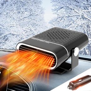 Portable Car Heater Fan, 12V 150W, Electric High Power Auto Windshield Window Defroster Defogger with Air Purification, 360 Rotating, Plugs into Cigarette Lighter, Fit for Car, Truck, RV, Van