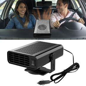 Car Heater, 12V 150W Fast Heating Windshield Defogger and Defroster, 2 in 1 Portable Heating & Cooling Fan, 360° Rotatable Heater with Plug-in Cigarette Lighter (Black)