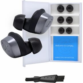 Comply Foam New TrueGrip Premium Memory Foam Tips for Sennheiser Momentum 3, 4 & ACCENTUM, Assorted S, M, L, Black 3-Pairs - Superior Noise Isolation, Increased Comfort, Secure Fit w/Cleaning Tool