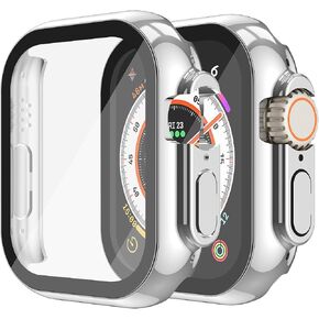 Misxi 2 Pack Tempered Glass Case Compatible for Apple Watch Series 10 (2024) 46mm, Hard PC Screen Protector Overall Protection Ultra-Thin Lightweight Scratch-Resistant Cover for iWatch, Satin Black