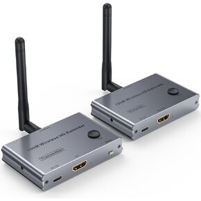 Wireless HDMI Transmitter and Receiver 4K@30Hz HDMI Wireless Extender Kit 328Ft/100M 4K Wireless HDMI Sender and Receiver for Casting Video & Audio to Large Screen TV/Projector from Laptop/PC/Camera
