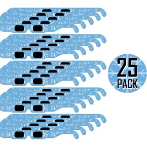 GSM Brands Christmas 3D Glasses - Holiday Specs Transform Lights into Magical Snowflake Image (25 Pack)