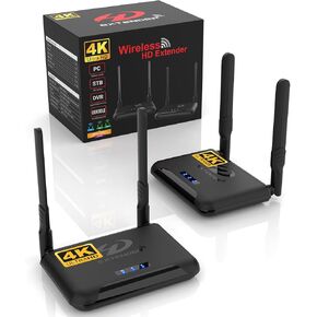 Wireless HDMI Transmitter and Receiver 4K, Binken 820Ft/250m Wireless HDMI Extender 5G Kit Support 4K@30 Hz, for Streaming Video Audio from Laptop,PC, Cable Box to HDTV Projector Monitor IR Support