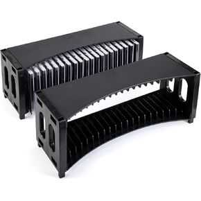 alavisxf xx CD Storage Rack, Stackable ABS 2 Pack CD Storage Organizer Can Hold 40 Slim CD Jewel Case, CD Holder Rack for Home, Office, Movie Music Room