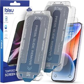 Code Bleu Screen Protector for iPhone 15 Plus – [9H] 10X Strong Tempered Glass with Easy Installation Frame [Dust/Lint Removal], Ultra-Clear (2 Pack)