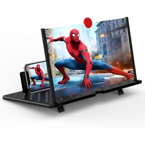 20" Screen Magnifier for Cell Phone, Mobile Phone 3D Magnifier, Screen Expanders for Movies, Videos, and Gaming, Foldable Phone Stand with Screen Amplifier –Compatible with All Smartphones (Black-20)