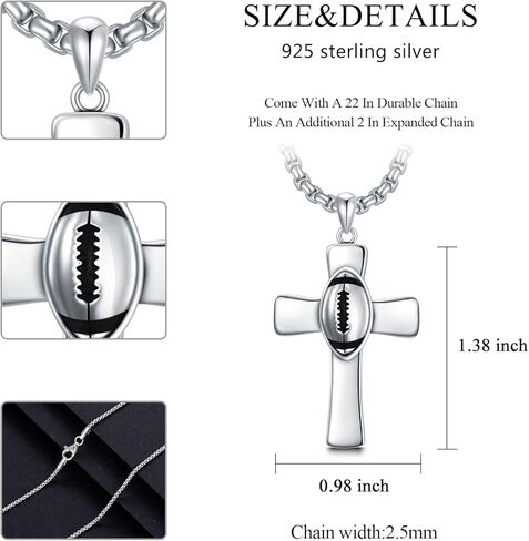 Baseball Necklace 925 Sterling Silver Baseball Glove Pendant Necklaces for Men Boy, w/Stainless Steel Chain 22''+2'' in Kuwait