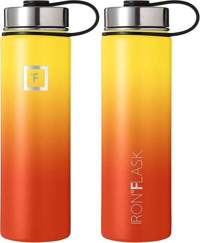 قارورة ترطيب للتخييم والمشي لمسافات طويلة من IRON ° FLASK، ذات فم واسع، 3 أغطية بماصة، زجاجة مياه خارجية من الفولاذ المقاوم للصدأ، ترمس معزول بجدار مزدوج، مقصف معدني - بقع سوداء، 22 أونصة in Kuwait