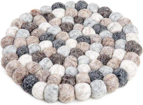 Woolygon Felt Trivet Pot Mat - Drink Felt Coaster for Hot Dishes, Cute Table and Car Coasters, Hand-Felted in Nepal - Multicolor 7.8 Inches in Saudi Arabia