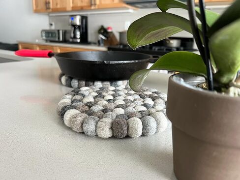 Woolygon Felt Trivet Pot Mat - Drink Felt Coaster for Hot Dishes, Cute Table and Car Coasters, Hand-Felted in Nepal - Multicolor 7.8 Inches in Saudi Arabia