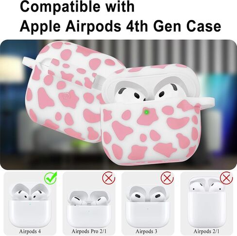 Silicone Cow AirPods 4 Case 2024, YOMPLOW Case Cover with Cleaner Kit for Apple Airpods 4th Generation Floral Print Soft Flexible Cover for Air Pod 4th Women Girls, Skin with Keychain - Cow in Saudi Arabia