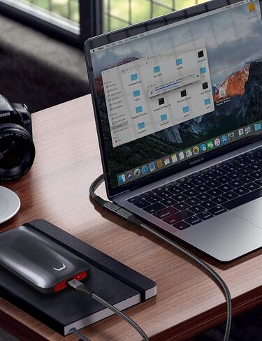 XAOSUN USB 4 Cable for Thunderbolt 4 240W, Right Angle Thunderbolt 4 Cable 90 Degree, 240W USB C to USB C Cable with 40Gbps Data, 8K@60Hz Display, for Thunderbolt MacBook Docks eGPU Hub 2ft / 0.6m in Kuwait