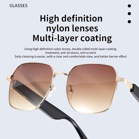 Smart Glasses, Polarized Sunglasses with Bluetooth Speaker | Voice Assistant | Open Ear Sport Music Glasses, 8Hr Playtime, Outdoor UV Protectio for Men/Women (Gradient Color-Pink) in Saudi Arabia