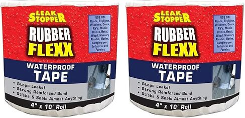 Leak Stopper Rubber Flexx Waterproof Tape |4 in x 10 ft| Repair Material to Seal and Fix Leaks, Roofs, Gutters, Windows & More! | Incredible Adhesion w/Durability and Toughness | 1 Pack White in Saudi Arabia