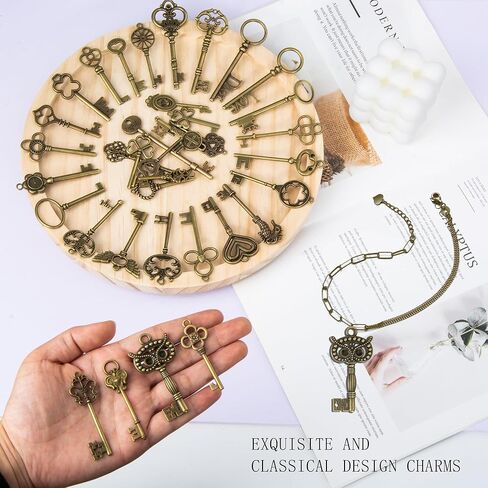 XONOR 24Pcs Large Antique Bronze Skeleton Keys Rustic Key for Wedding Decoration Favor, Necklace Pendants, Jewelry Making in Kuwait