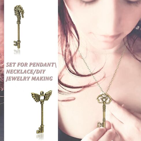 XONOR 24Pcs Large Antique Bronze Skeleton Keys Rustic Key for Wedding Decoration Favor, Necklace Pendants, Jewelry Making in Kuwait