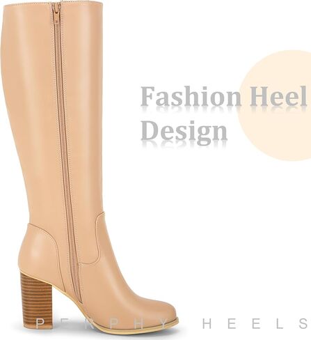 Perphy Thigh High Chunky Block Heels Knee High Boots for Women in Saudi Arabia