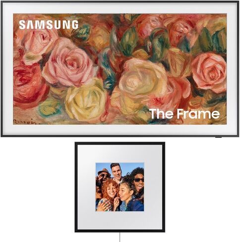 SAMSUNG QN32LS03CB 32 inch The Frame QLED HDR 4K Smart TV Bundle with Premiere Movies Streaming + 19-45 inch TV Wall Mount + 6-Outlet Surge Adapter + 2X 6FT 4K HDMI 2.0 Cable (2023 Model) in Kuwait