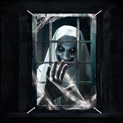 LOMIMOS Halloween Horror Curtain Background,Halloween Window Covers Creepy Backdrop Props for Adults Movies Photobooth Indoor Outdoor Party Decors in Saudi Arabia