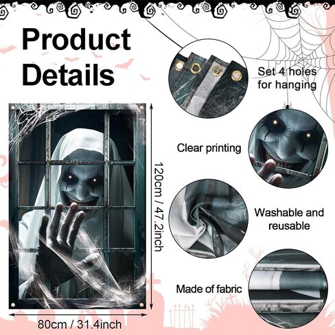 LOMIMOS Halloween Horror Curtain Background,Halloween Window Covers Creepy Backdrop Props for Adults Movies Photobooth Indoor Outdoor Party Decors in Saudi Arabia