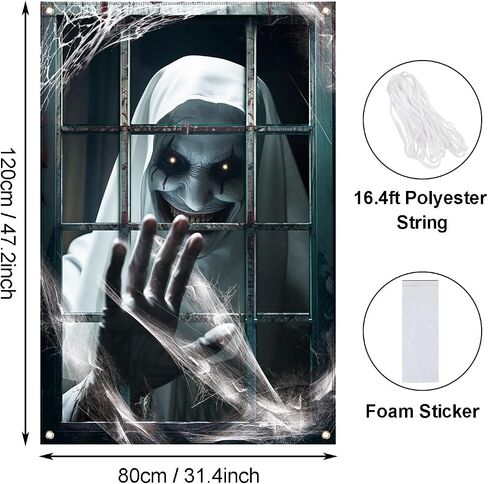 LOMIMOS Halloween Horror Curtain Background,Halloween Window Covers Creepy Backdrop Props for Adults Movies Photobooth Indoor Outdoor Party Decors in Saudi Arabia