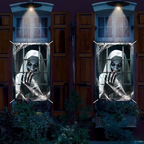LOMIMOS Halloween Horror Curtain Background,Halloween Window Covers Creepy Backdrop Props for Adults Movies Photobooth Indoor Outdoor Party Decors in Saudi Arabia