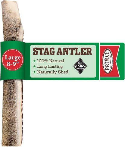Primal Antlers for Dogs - Grade A Split Elk Antlers for Large Dogs 45-60 lb - Natural Dog Chews for Aggressive Chewers - Naturally Shed Antlers - Long Lasting Dog Bones - 1 ct in Kuwait