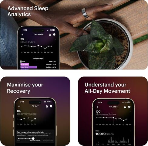 Ring AIR-Smart Ring Health Tracker, Size First Sizing Kit,Sleep Tracker,Smart Ring for Men/Women,Fitness Tracker (Space Silver, 12) in Saudi Arabia