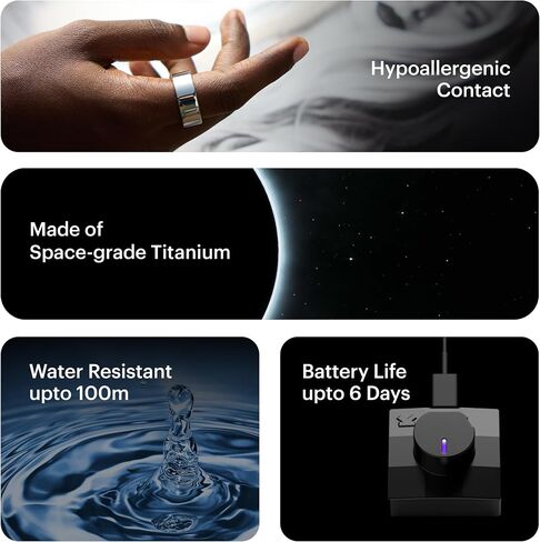 Ring AIR-Smart Ring Health Tracker, Size First Sizing Kit,Sleep Tracker,Smart Ring for Men/Women,Fitness Tracker (Space Silver, 12) in Saudi Arabia