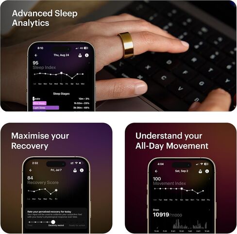 Ring AIR-Smart Ring Health Tracker, Size First Sizing Kit,Sleep Tracker,Smart Ring for Men/Women,Fitness Tracker (Space Silver, 12) in Saudi Arabia