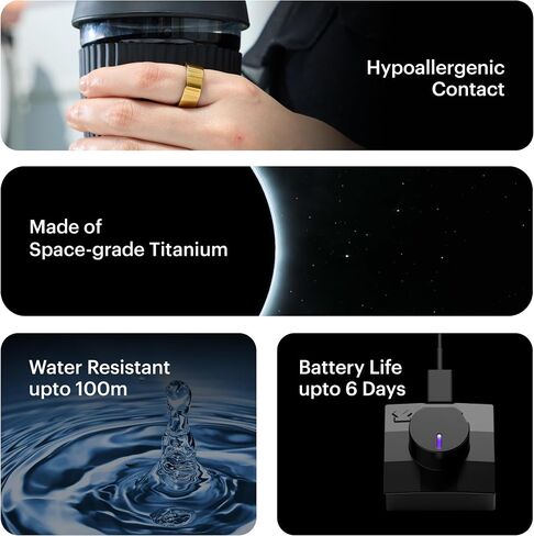 Ring AIR-Smart Ring Health Tracker, Size First Sizing Kit,Sleep Tracker,Smart Ring for Men/Women,Fitness Tracker (Space Silver, 12) in Saudi Arabia
