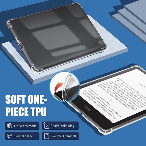 حافظة CoBak الشفافة لجهاز Kindle Paperwhite الجديد تمامًا الجيل الثاني عشر 2024 (7 بوصات) وإصدار Kindle Colorsoft Signature Edition (7 بوصات) - غطاء خلفي من السيليكون خفيف الوزن ومقاوم للخدش، شفاف in Saudi Arabia