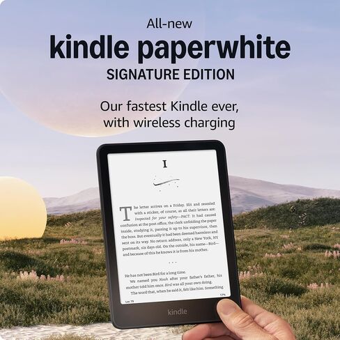 Amazon Kindle Paperwhite Signature Edition الجديد كليًا (32 جيجابايت) - أسرع جهاز Kindle لدينا مزود بإضاءة أمامية قابلة للضبط تلقائيًا، وشحن لاسلكي، وأسابيع من عمر البطارية - أسود معدني in Saudi Arabia