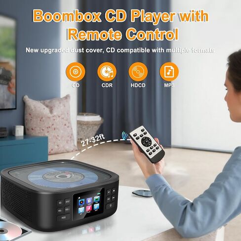 Bluetooth CD Player Portable,Desktop Boombox CD Player with Bluetooth Music Portable CD Player FM Radio & Bluetooth Speaker,LED Screen,Built-in Dual Speakers Support USB/AUX Headphone Jack for Home in Saudi Arabia