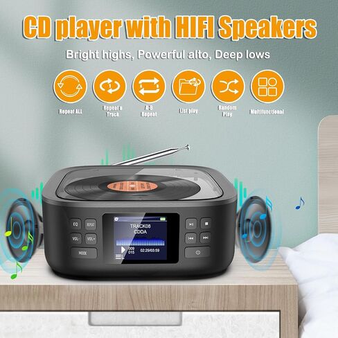 Bluetooth CD Player Portable,Desktop Boombox CD Player with Bluetooth Music Portable CD Player FM Radio & Bluetooth Speaker,LED Screen,Built-in Dual Speakers Support USB/AUX Headphone Jack for Home in Saudi Arabia